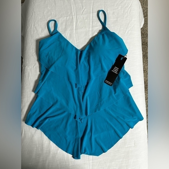 MAGICSUIT by Miriclesuit Rita Tankini Top Blue Pacific 10 Slimming Ruffles - Picture 5 of 14